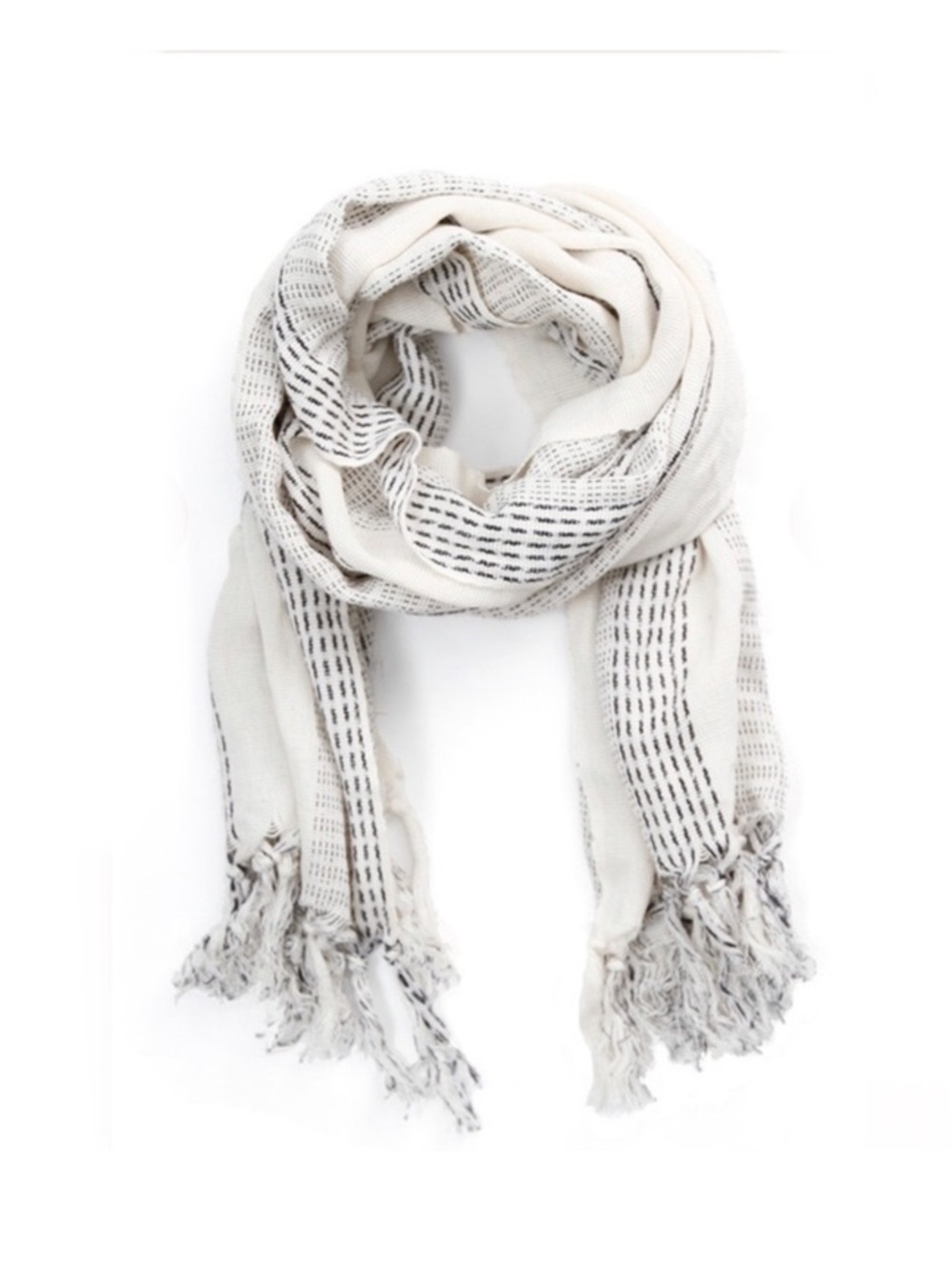Light Cream Woven Fringe Scarf - Versatile Women's Wrap